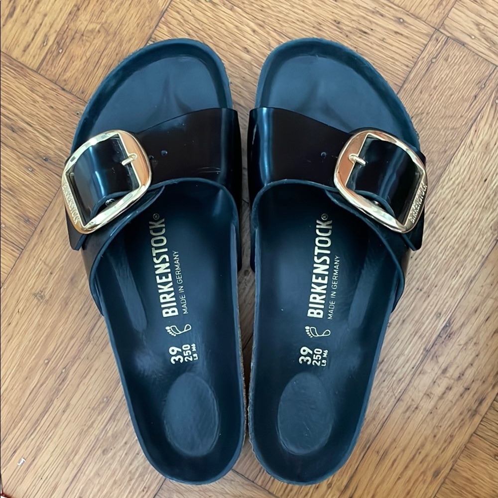 Birkenstock Black Patent Big Buckle Madrid